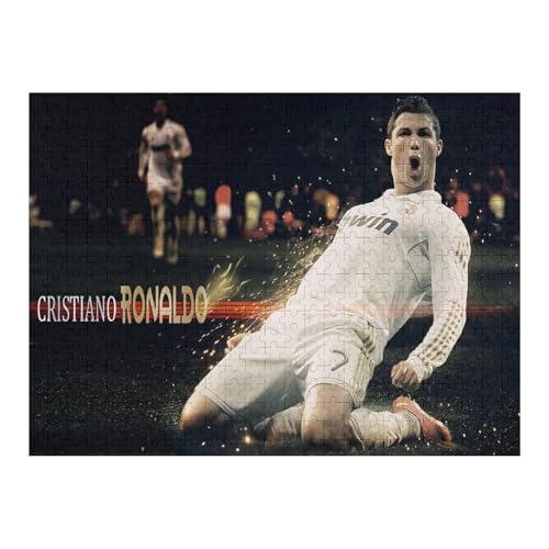 Puzzle 500 Teile Ronaldo Puzzles Erwachsene Schwierigkeitsgrad Wooden Puzzles Fußballspieler Puzzle Lernspiele Spielzeug (52x38) cm von Zwjkmjn