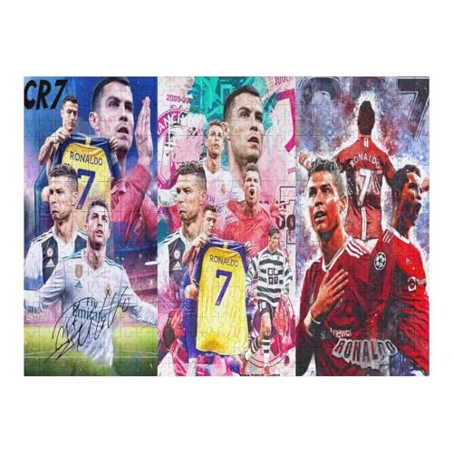 Puzzle 500 Teile Ronaldo Puzzles Erwachsene Schwierigkeitsgrad Wooden Puzzles Fußballspieler Puzzle Lernspiele Spielzeug (52x38) cm von Zwjkmjn