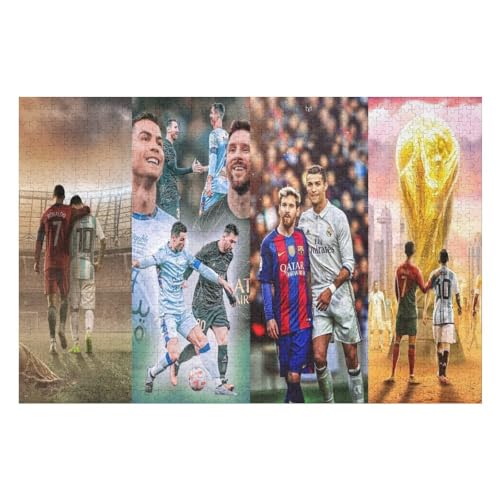 Puzzle Für Erwachsene 1000 Teile Ronaldo Messi Puzzles 1000 Teile Für Erwachsene Fußballspieler Wooden Puzzle Für Teenager Puzzlespiel Spielzeuggeschenk (75x50) cm von Zwjkmjn