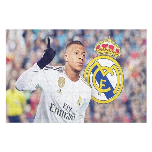 Puzzles 1000 Teile Mbappe Madrid Puzzle Erwachsene Puzzle Fußballspieler Puzzles Familie Dekoration Lernspiele Spielzeug (75x50) cm von Zwjkmjn