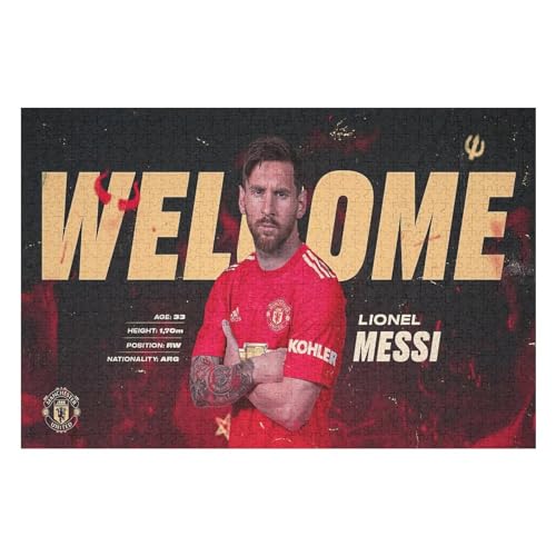 Puzzles 1000 Teile Messi Puzzle Erwachsene Puzzle Fußballspieler Wooden Puzzle Bildung Spiel Spielzeug Familie Dekoration (75x50) cm von Zwjkmjn