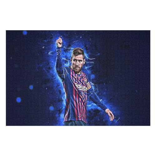 Puzzles 1000 Teile Messi Puzzle Erwachsene Puzzle Schwierigkeitsgrad Puzzle Fußballspieler Puzzles Lernspiel Spielzeug Familie Dekoration (75x50) cm von Zwjkmjn