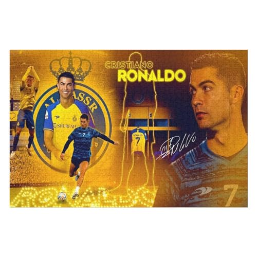 Puzzles 1000 Teile Ronaldo Puzzle Erwachsene Puzzle Fußballspieler Puzzles Familie Dekoration Lernspiele Spielzeug (75x50) cm von Zwjkmjn