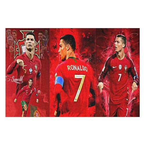 Puzzles 1000 Teile Ronaldo Puzzle Erwachsene Puzzle Fußballspieler Puzzles Familie Dekoration Lernspiele Spielzeug (75x50) cm von Zwjkmjn