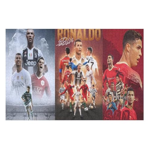 Puzzles 1000 Teile Ronaldo Puzzle Erwachsene Puzzle Fußballspieler Puzzles Familie Dekoration Lernspiele Spielzeug (75x50) cm von Zwjkmjn