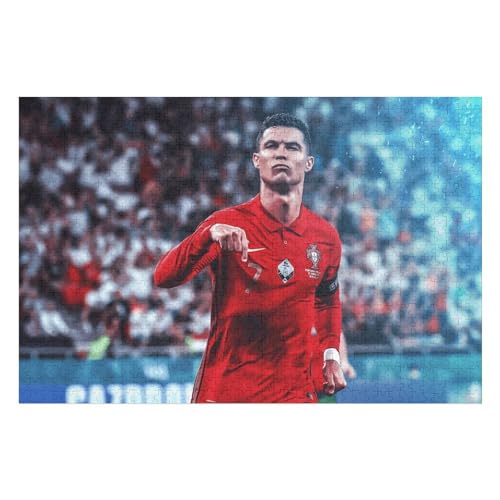 Puzzles 1000 Teile Ronaldo Puzzle Erwachsene Puzzle Fußballspieler Wooden Puzzle Bildung Spiel Spielzeug Familie Dekoration (75x50) cm von Zwjkmjn