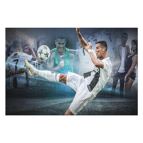 Puzzles 1000 Teile Ronaldo Puzzle Erwachsene Puzzle Schwierigkeitsgrad Puzzle Fußballspieler Puzzles Lernspiel Spielzeug Familie Dekoration (75x50) cm von Zwjkmjn