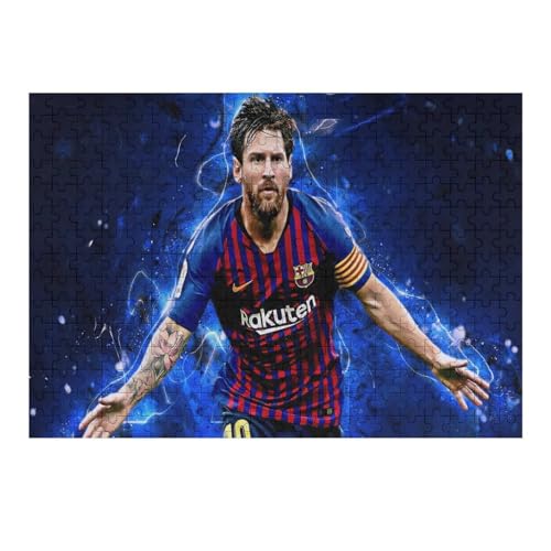 Puzzles 300 Teile Messi Puzzle Erwachsene Puzzle Fußballspieler Wooden Puzzle Bildung Spiel Spielzeug Familie Dekoration (40x28) cm von Zwjkmjn