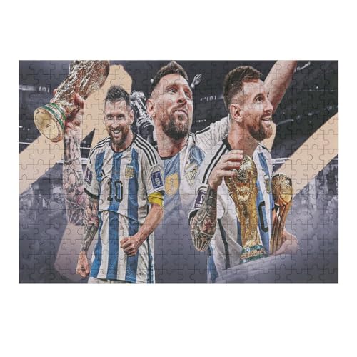 Puzzles 300 Teile Messi Puzzle Erwachsene Puzzle Fußballspieler Wooden Puzzle Bildung Spiel Spielzeug Familie Dekoration (40x28) cm von Zwjkmjn