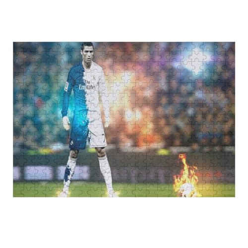 Puzzles 300 Teile Ronaldo Puzzle Erwachsene Puzzle Fußballspieler Wooden Puzzle Bildung Spiel Spielzeug Familie Dekoration (40x28) cm von Zwjkmjn