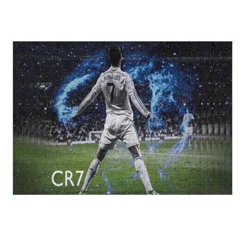 Puzzles 300 Teile Ronaldo Puzzle Erwachsene Puzzle Fußballspieler Wooden Puzzle Bildung Spiel Spielzeug Familie Dekoration (40x28) cm von Zwjkmjn