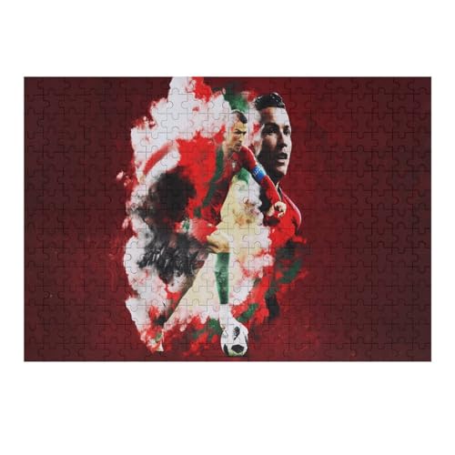 Puzzles 300 Teile Ronaldo Puzzle Erwachsene Puzzle Schwierigkeitsgrad Puzzle Fußballspieler Puzzles Lernspiel Spielzeug Familie Dekoration (40x28) cm von Zwjkmjn