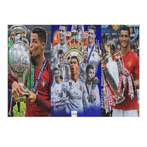 Puzzles 300 Teile Ronaldo Puzzle Erwachsene Puzzle Schwierigkeitsgrad Puzzle Fußballspieler Puzzles Lernspiel Spielzeug Familie Dekoration (40x28) cm von Zwjkmjn