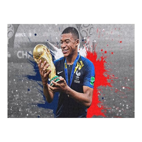 Puzzles 500 Teile Mbappe Puzzle Erwachsene Puzzle Fußballspieler Wooden Puzzle Bildung Spiel Spielzeug Familie Dekoration (52x38) cm von Zwjkmjn