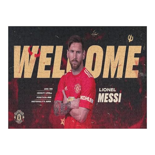 Puzzles 500 Teile Messi Puzzle Erwachsene Puzzle Schwierigkeitsgrad Puzzle Fußballspieler Puzzles Lernspiel Spielzeug Familie Dekoration (52x38) cm von Zwjkmjn