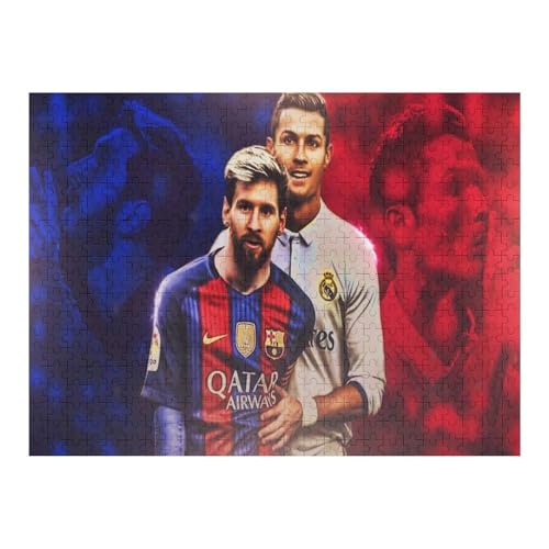 Puzzles 500 Teile Ronaldo Messi Puzzle Erwachsene Puzzle Fußballspieler Puzzles Familie Dekoration Lernspiele Spielzeug (52x38) cm von Zwjkmjn