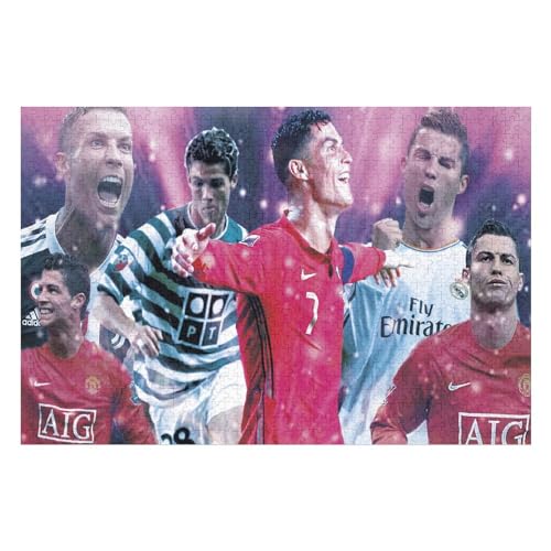 Ronaldo 1000 Teile Puzzles Für Erwachsene Puzzles Fußballspieler Wooden Puzzles Schwieriges Und Herausforderndes Spiel (75x50) cm von Zwjkmjn