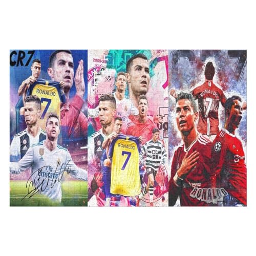 Ronaldo 1000 Teile Uzzles Erwachsene Puzzle Fußballspieler Schwierigkeit Wooden Puzzles Familie Dekoration Bildung Spiel Spielzeug (75x50) cm von Zwjkmjn