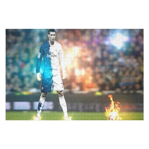 Ronaldo 1000 Teile Uzzles Erwachsene Puzzle Fußballspieler Schwierigkeit Wooden Puzzles Familie Dekoration Bildung Spiel Spielzeug (75x50) cm von Zwjkmjn