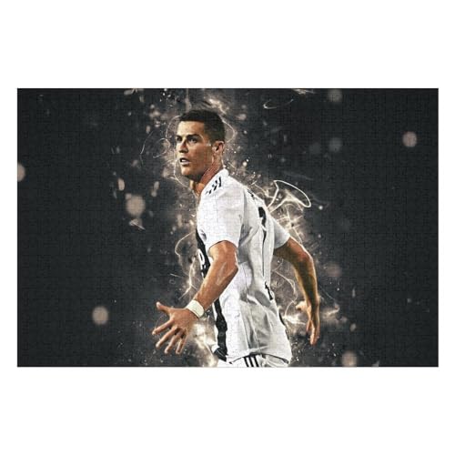 Ronaldo 1000 Teile Wooden Puzzle Erwachsene Kinder Puzzle Schwierigkeitsgrad Puzzles Fußballspieler Puzzles Familie Dekoration Lernspielzeug Spiele (75x50) cm von Zwjkmjn