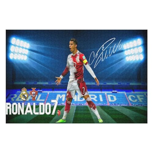 Ronaldo 1000 Teile Wooden Puzzle Erwachsene Kinder Puzzle Schwierigkeitsgrad Puzzles Fußballspieler Puzzles Familie Dekoration Lernspielzeug Spiele (75x50) cm von Zwjkmjn