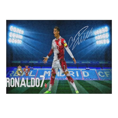 Ronaldo 300 Teile Wooden Puzzle Erwachsene Kinder Puzzle Schwierigkeitsgrad Puzzles Fußballspieler Puzzles Familie Dekoration Lernspielzeug Spiele (40x28) cm von Zwjkmjn