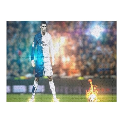 Ronaldo 500 Teile Wooden Puzzle Erwachsene Kinder Puzzle Schwierigkeitsgrad Puzzles Fußballspieler Puzzles Familie Dekoration Lernspielzeug Spiele (52x38) cm von Zwjkmjn