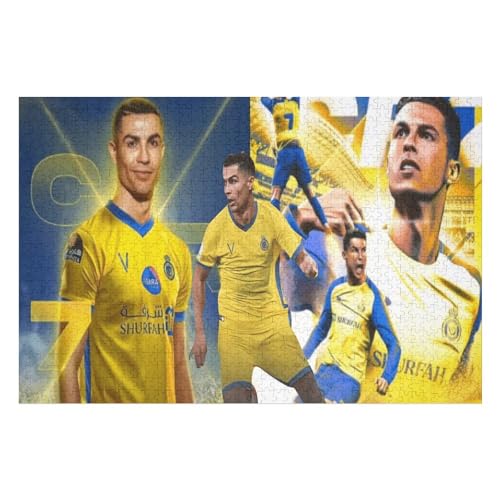 Ronaldo Erwachsene Puzzle 1000 Teile Puzzle Fußballspieler Wooden Puzzle Lernspielzeug Spiel Familiendekoration (75x50) cm von Zwjkmjn