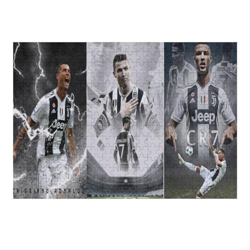 Ronaldo Erwachsene Puzzle 300 Teile Puzzle Fußballspieler Wooden Puzzle Lernspielzeug Spiel Familiendekoration (40x28) cm von Zwjkmjn