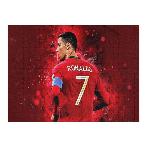 Ronaldo Erwachsene Puzzle 500 Teile Puzzle Fußballspieler Wooden Puzzle Lernspielzeug Spiel Familiendekoration (52x38) cm von Zwjkmjn