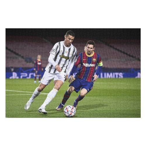 Ronaldo Messi 1000 Teile Puzzles Für Erwachsene Puzzles Fußballspieler Wooden Puzzles Schwieriges Und Herausforderndes Spiel (75x50) cm von Zwjkmjn