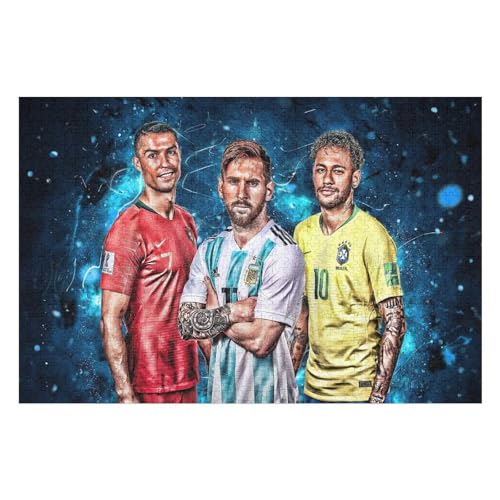 Ronaldo Messi 1000 Teile Wooden Puzzles Lernen Lernspielzeug Familienspiele Geburtstagsgeschenke Für Kleinkinder Kinder Jungen Mädchen Puzzles (75x50) cm von Zwjkmjn