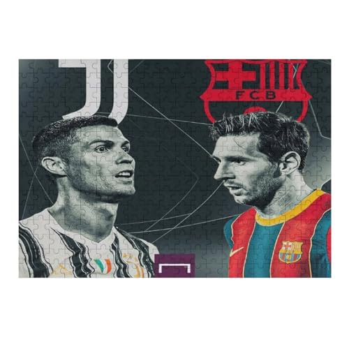 Ronaldo Messi 300 Teile Puzzles Für Erwachsene Puzzles Fußballspieler Wooden Puzzles Schwieriges Und Herausforderndes Spiel (40x28) cm von Zwjkmjn