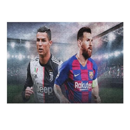 Ronaldo Messi 300 Teile Puzzles Für Erwachsene Puzzles Fußballspieler Wooden Puzzles Schwieriges Und Herausforderndes Spiel (40x28) cm von Zwjkmjn