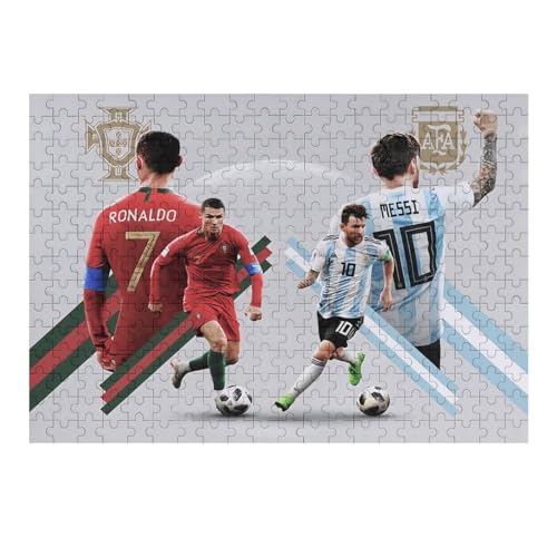 Ronaldo Messi 300 Teile Puzzles Für Erwachsene Puzzles Fußballspieler Wooden Puzzles Schwieriges Und Herausforderndes Spiel (40x28) cm von Zwjkmjn