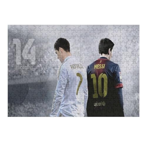 Ronaldo Messi 300 Teile Uzzles Erwachsene Puzzle Fußballspieler Schwierigkeit Wooden Puzzles Familie Dekoration Bildung Spiel Spielzeug (40x28) cm von Zwjkmjn