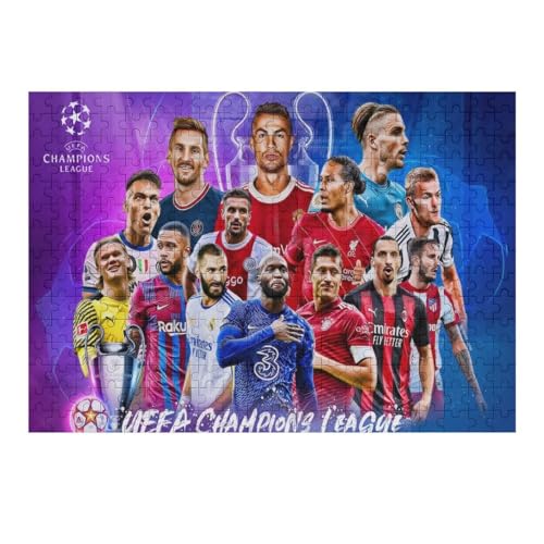 Ronaldo Messi 300 Teile Wooden Puzzle Erwachsene Kinder Puzzle Schwierigkeitsgrad Puzzles Fußballspieler Puzzles Familie Dekoration Lernspielzeug Spiele (40x28) cm von Zwjkmjn