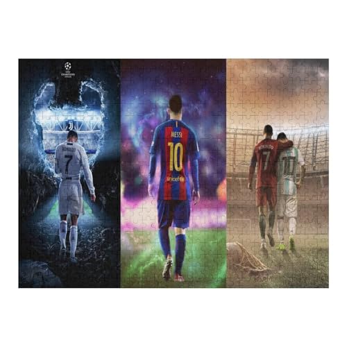 Ronaldo Messi 500 Teile Wooden Puzzles Lernen Lernspielzeug Familienspiele Geburtstagsgeschenke Für Kleinkinder Kinder Jungen Mädchen Puzzles (52x38) cm von Zwjkmjn