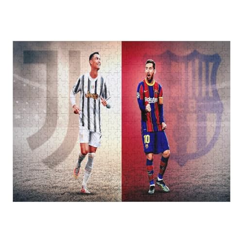 Ronaldo Messi Erwachsene Puzzle 500 Teile Puzzle Fußballspieler Wooden Puzzle Lernspielzeug Spiel Familiendekoration (52x38) cm von Zwjkmjn