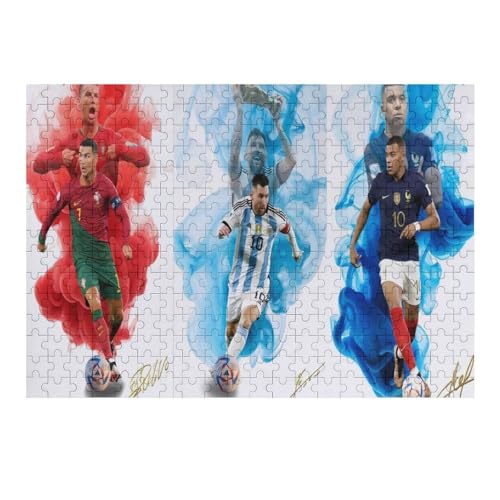 Ronaldo Messi Mbappe Erwachsene Puzzles Puzzle 300 Teile Puzzles Fußballspieler Puzzle Lernspiel Spielzeug Familiendekoration (40x28) cm von Zwjkmjn