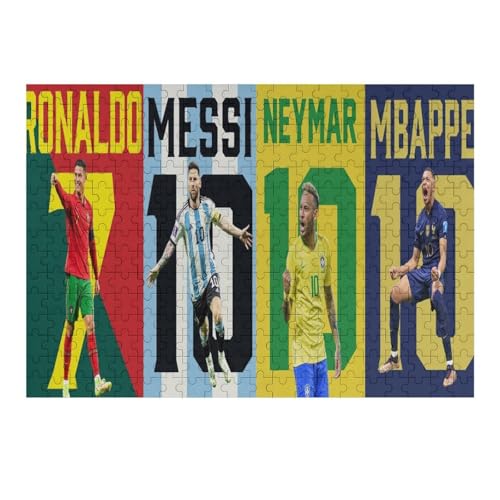 Ronaldo Messi Neymar Mbappe 300 Teile Puzzles Für Erwachsene Puzzles Fußballspieler Wooden Puzzles Schwieriges Und Herausforderndes Spiel (40x28) cm von Zwjkmjn