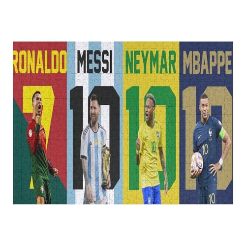 Ronaldo Messi Neymar Mbappe 500-teiliges Puzzle Für Erwachsene - Wooden Puzzles 500-teiliges Puzzle Für Erwachsene | Rätsel (52x38) cm von Zwjkmjn