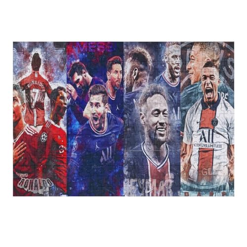 Ronaldo Messi Neymar Mbappe Puzzle Erwachsene Fußballspieler Puzzles 300 Teile Wooden Puzzles Bildung Spielzeug Spiel Familie Dekoration (40x28) cm von Zwjkmjn