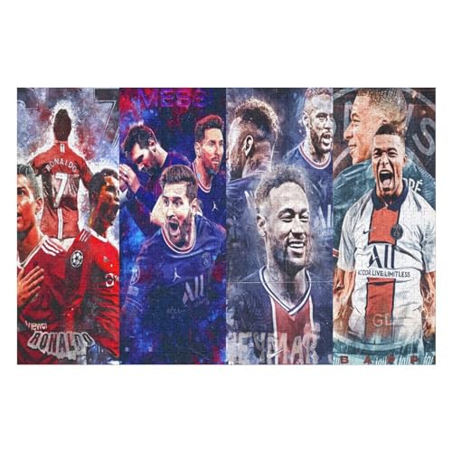 Ronaldo Messi Neymar Mbappe Puzzle - Puzzles Für Erwachsene 1000 | Wooden Puzzles 1000 Teile Für Erwachsene | Rätsel | Rätsel (75x50) cm von Zwjkmjn