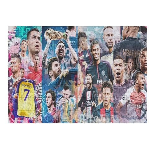 Ronaldo Messi Neymar Mbappe Puzzles Für Erwachsene 300-teilige Puzzles 300-teilige Puzzles Für Erwachsene Wooden Puzzlespiele Spielzeug Geschenk Für Heimtextilien (40x28) cm von Zwjkmjn