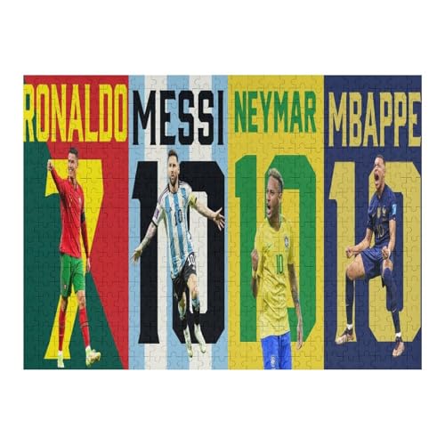 Ronaldo Messi Neymar Mbappe500 Puzzleteile Puzzle Erwachsene Puzzle Schwierigkeitsgrad Puzzle Fußballspieler Wooden Puzzles Lernspielzeug Spiel (52x38) cm von Zwjkmjn