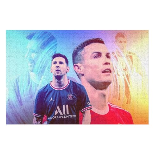 Ronaldo Messi Puzzle Für Erwachsene 1000 Teile Wooden Puzzles Für Großes Puzzle Familie Herausfordernde Spiele Unterhaltung Spielzeug Geschenke Puzzles (75x50) cm von Zwjkmjn