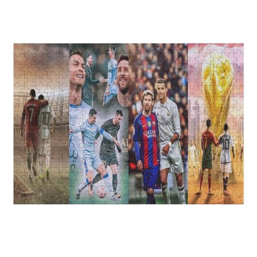 Ronaldo Messi Puzzle Für Erwachsene 300 Teile Wooden Puzzles Für Großes Puzzle Familie Herausfordernde Spiele Unterhaltung Spielzeug Geschenke Puzzles (40x28) cm von Zwjkmjn