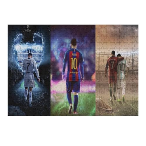 Ronaldo Messi Puzzle Für Erwachsene 300 Teile Wooden Puzzles Für Großes Puzzle Familie Herausfordernde Spiele Unterhaltung Spielzeug Geschenke Puzzles (40x28) cm von Zwjkmjn