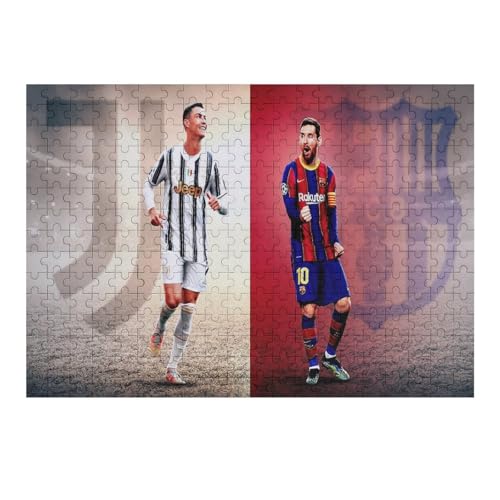 Ronaldo Messi Puzzles 300 Teile Puzzle Jungen Und Mädchen Puzzle Fußballspieler Puzzles Lernspiele Spielzeug Familiendekoration (40x28) cm von Zwjkmjn